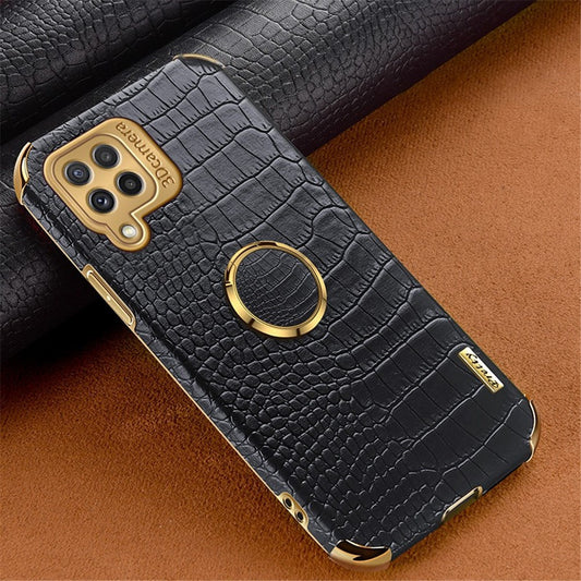 Galaxy A22 4G Handyhülle – in Krokodil-Optik, veredeltem Rahmen & Kickstand