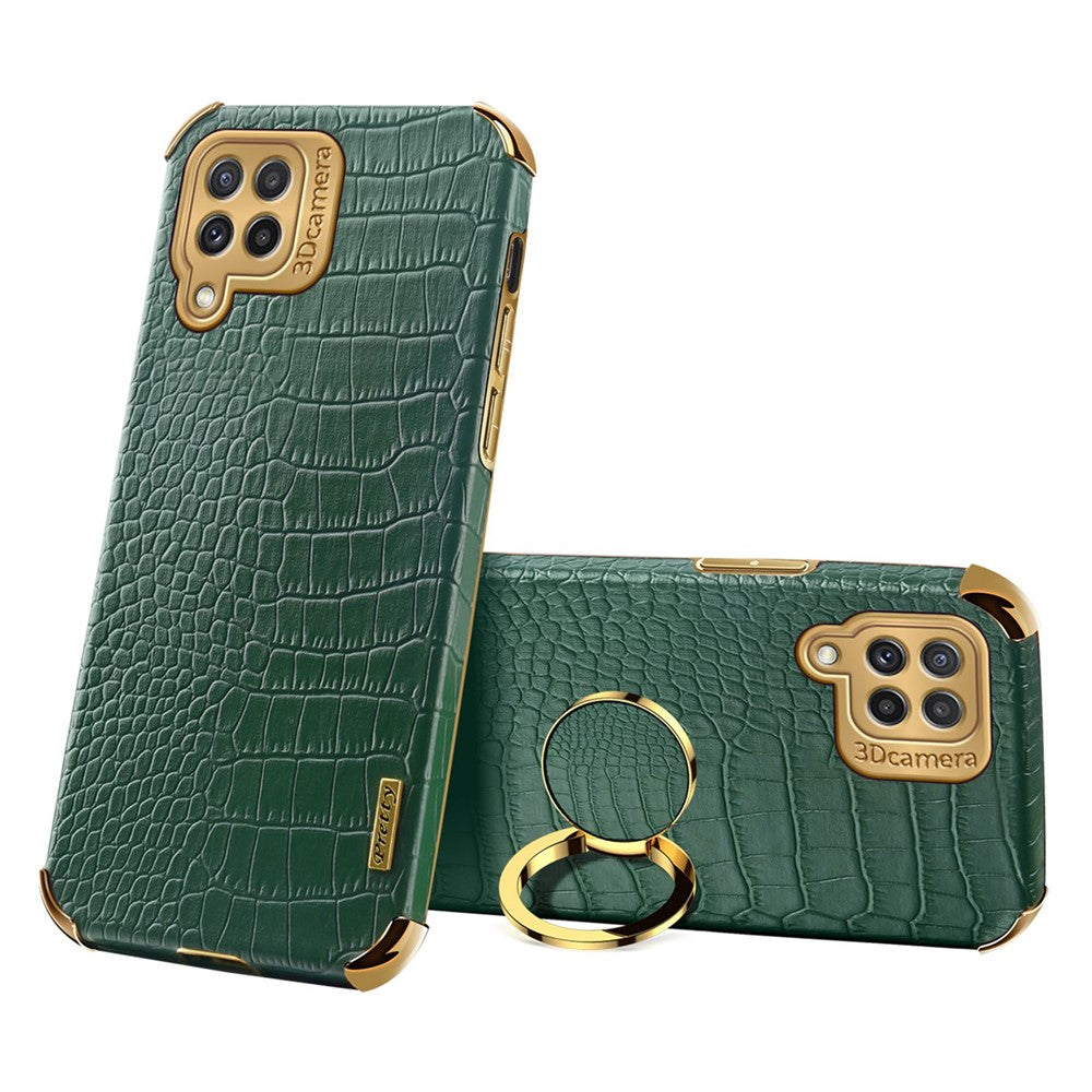 Galaxy A22 4G Handyhülle – in Krokodil-Optik, veredeltem Rahmen & Kickstand