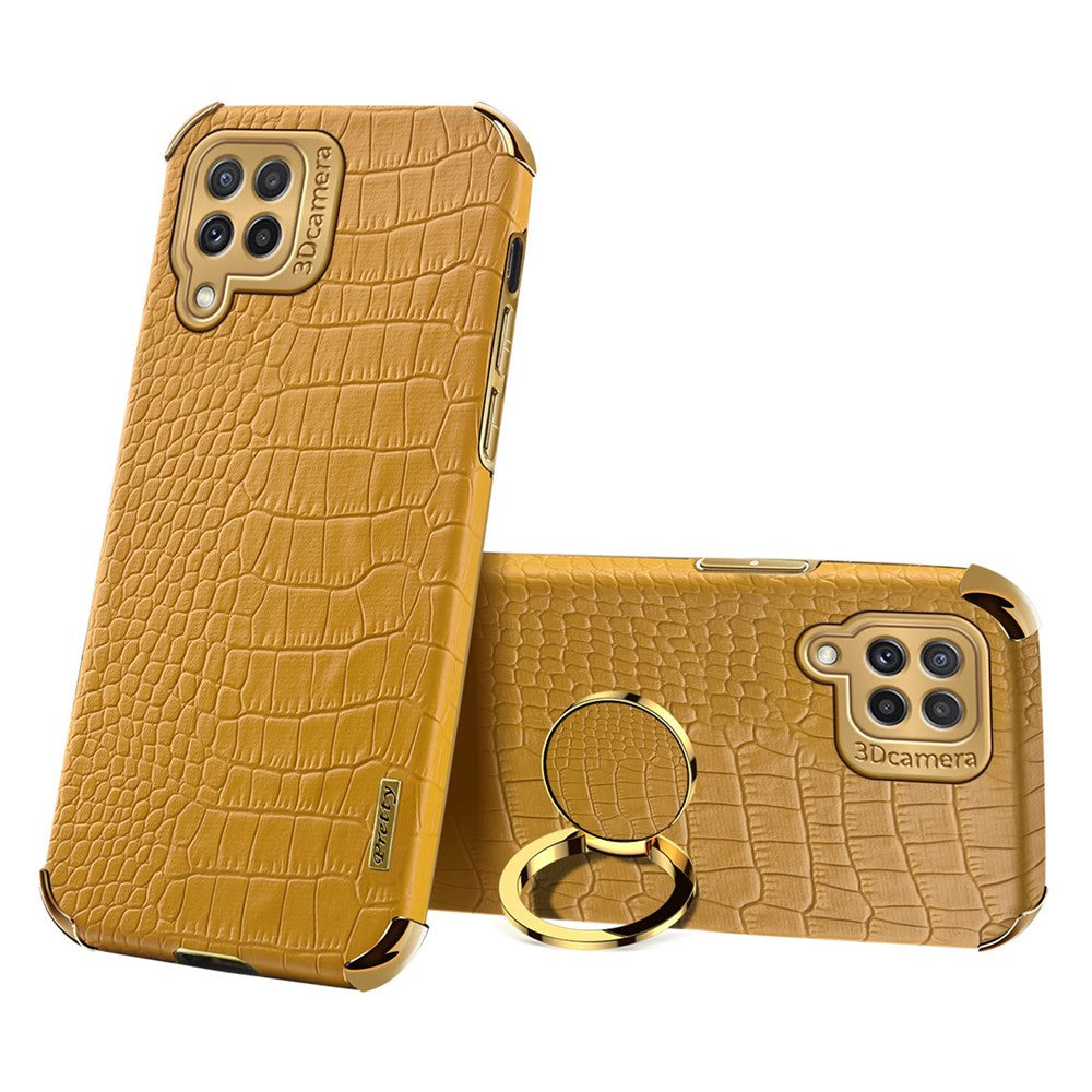 Galaxy A22 4G Handyhülle – in Krokodil-Optik, veredeltem Rahmen & Kickstand