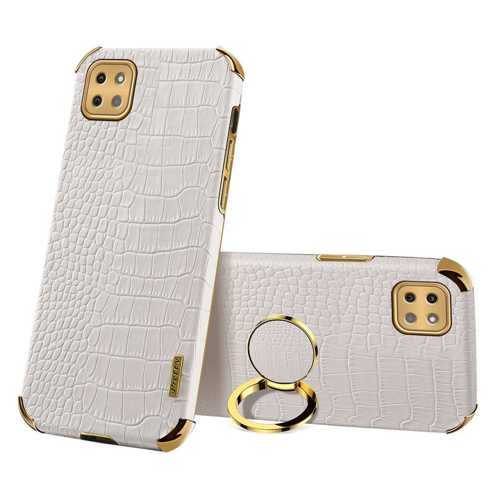 Galaxy A22 5G Handyhülle – in Krokodil-Optik, veredeltem Rahmen & Ständer