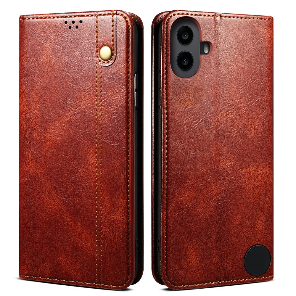 For Nothing CMF Phone 1 Case Crazy Horse Texture Waxy Leather Wallet Stand Cover