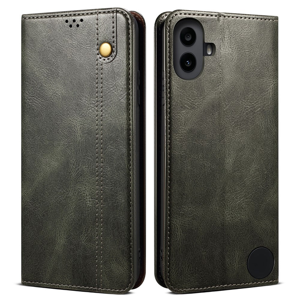 For Nothing CMF Phone 1 Case Crazy Horse Texture Waxy Leather Wallet Stand Cover