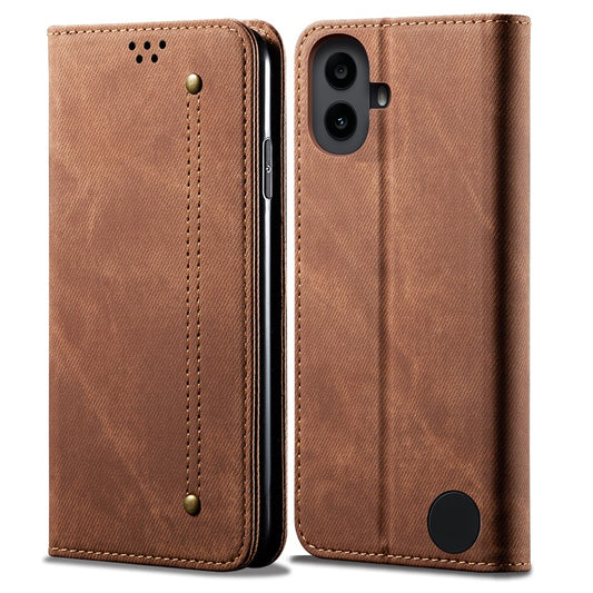 Nothing CMF Phone 1 Handyhülle – Mit Jeansstoff-Textur, PU-Leder, Standfunktion, magnetischer Automatikverschluss, Rundumschutz, mit Brieftasche