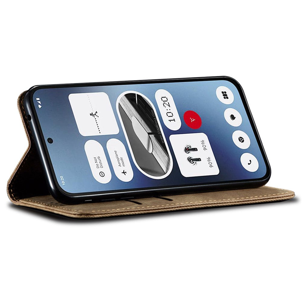 Nothing CMF Phone 1 Handyhülle – Mit Jeansstoff-Textur, PU-Leder, Standfunktion, magnetischer Automatikverschluss, Rundumschutz, mit Brieftasche