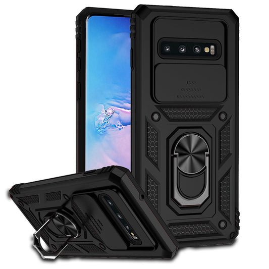 Galaxy S10 4G Stoßfeste Schutzhülle – mit Kameraschutz-Schieber & 360° Ringhalter