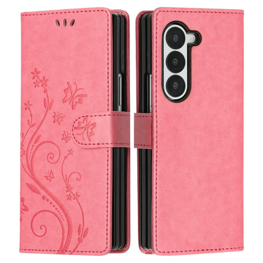 Galaxy Z Fold6 5G – Wallet-Handyhülle aus PU-Leder und TPU, mit Ständer, mit Kartenfach, mit Blumenmotiv