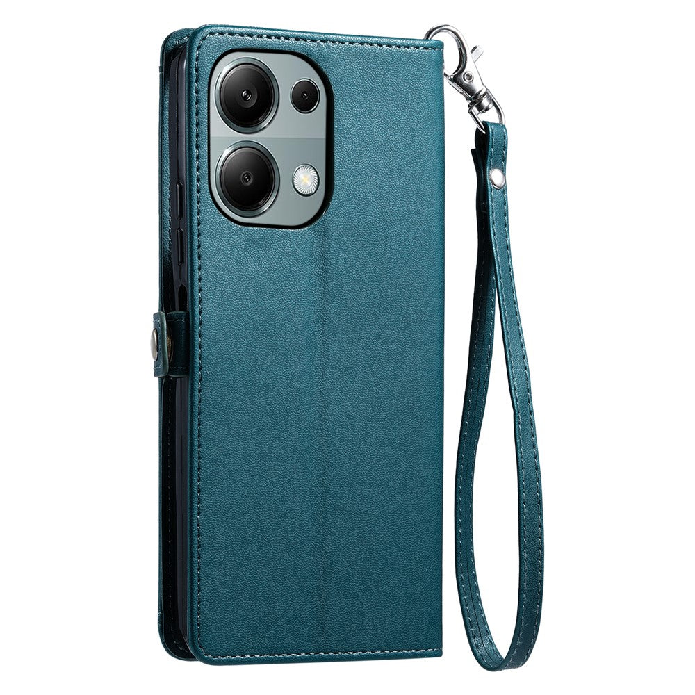 For Xiaomi Poco M6 Pro 4G  /  Redmi Note 13 Pro 4G Leather Case Wallet Stand Phone Cover with Straps