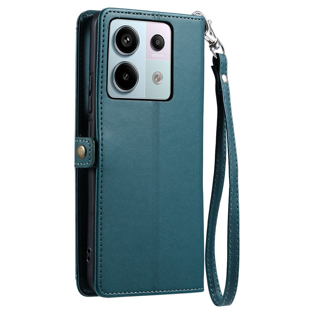 For Xiaomi Poco X6 5G  /  Redmi Note 13 Pro 5G Leather Case Wallet Stand Phone Cover with Straps