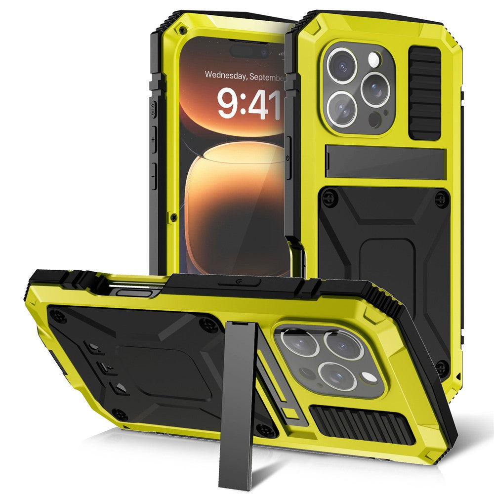 iPhone 16 Pro Schutzhülle – Stoßfest, staubdicht, mit gehärtetem Glas & Ständer