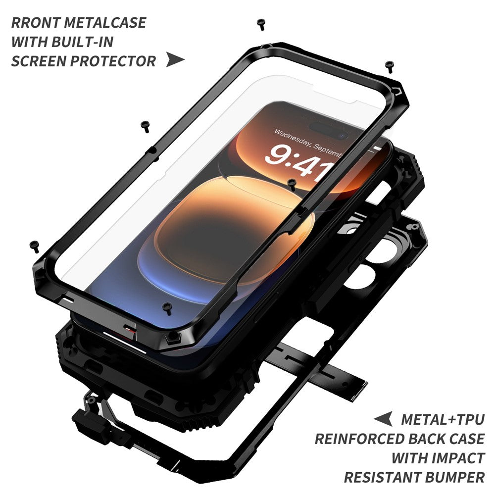 iPhone 16 Pro Max Schutzhülle – Stoßfest, staubdicht, mit gehärtetem Glas & Ständer