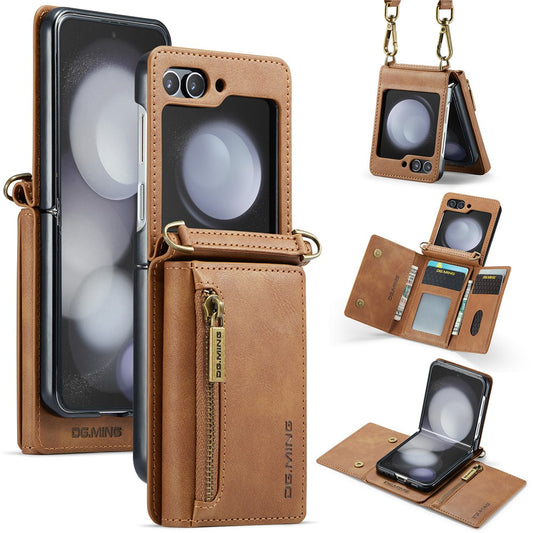 Galaxy Z Flip7 FE 5G / Galaxy Z Flip6 5G – Wallet-Handyhülle aus Kunststoff und PU-Leder, mit Ständer, mit Kartenfach, mit RFID-Schutz