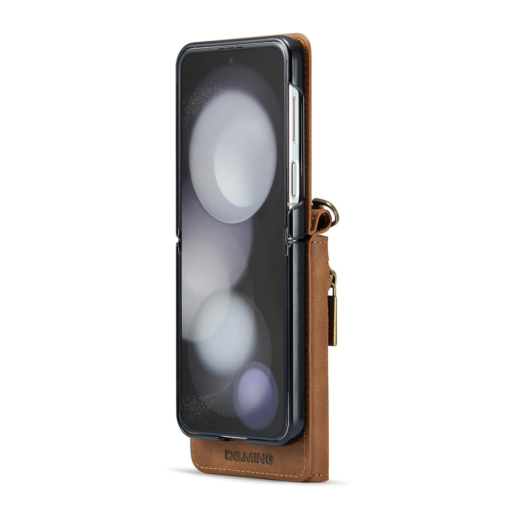 DG.MING M5 Series for Samsung Galaxy Z Flip7 FE 5G / Z Flip6 5G Case RFID Blocking Card Slots PU+PC Phone Cover