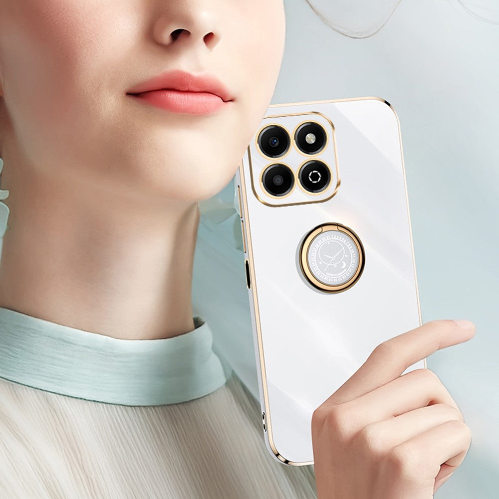 Honor X6b 4G Handyhülle – Galvanisierte TPU-Rückseite, kratzfest, mit Ringständer