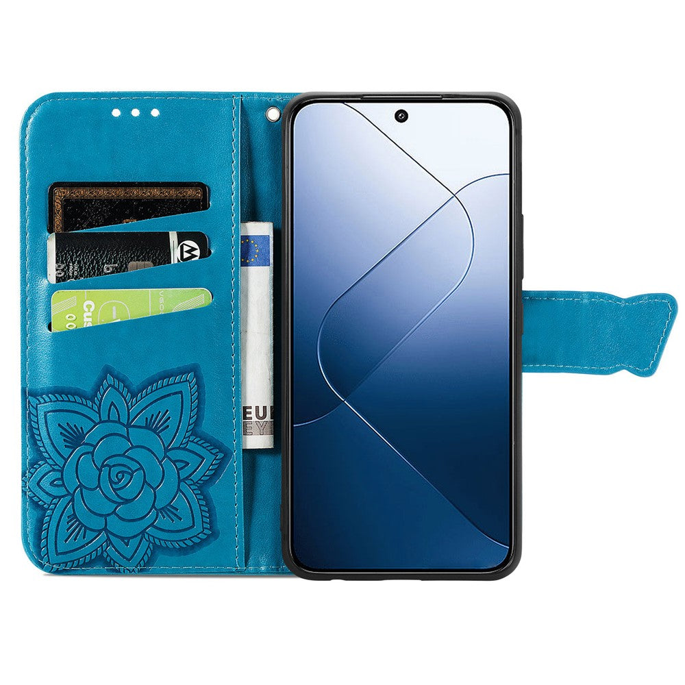 For Xiaomi 14T Pro Case PU Leather Wallet Phone Cover Butterfly Pattern