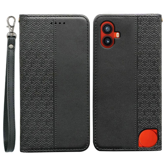 Nothing CMF Phone 1 Wallet-Handyhülle – Mit kariertem Muster, Klappdeckel aus Leder mit Handschlaufe