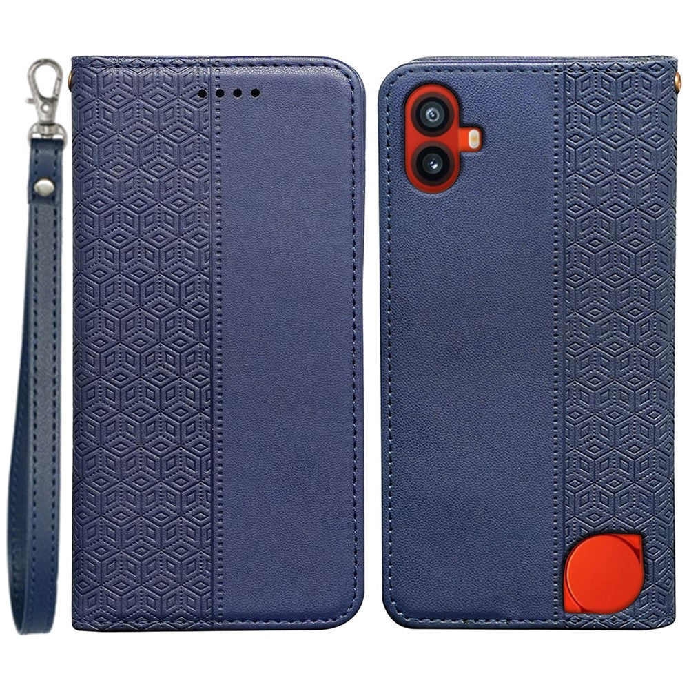 Nothing CMF Phone 1 Wallet-Handyhülle – Mit kariertem Muster, Klappdeckel aus Leder mit Handschlaufe