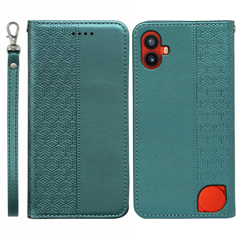 Nothing CMF Phone 1 Wallet-Handyhülle – Mit kariertem Muster, Klappdeckel aus Leder mit Handschlaufe