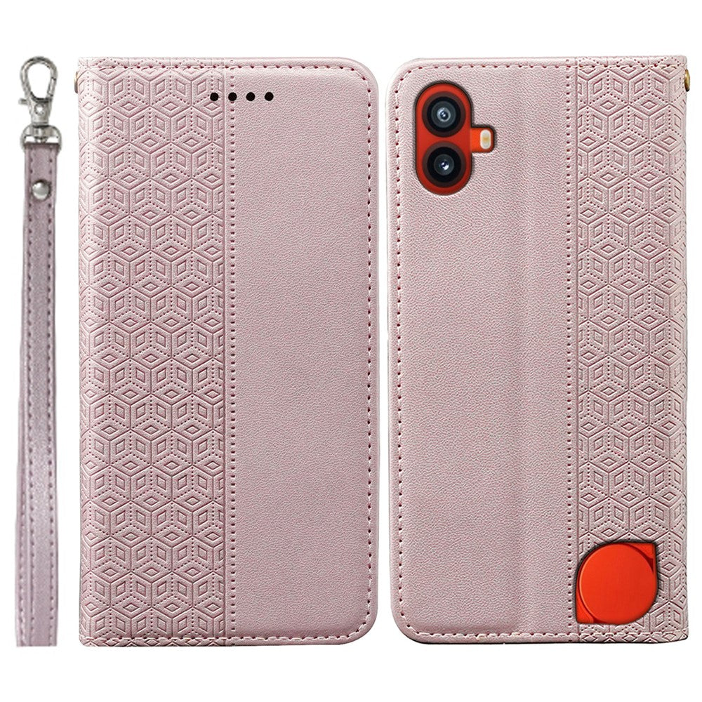 Nothing CMF Phone 1 Wallet-Handyhülle – Mit kariertem Muster, Klappdeckel aus Leder mit Handschlaufe