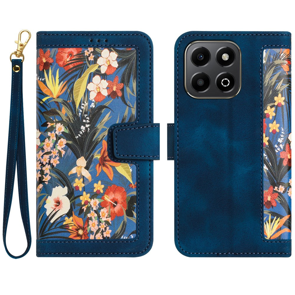 Honor X6b 4G Wallet-Handyhülle – Aus PU-Leder, mit Blumenmuster & Kartenfächern