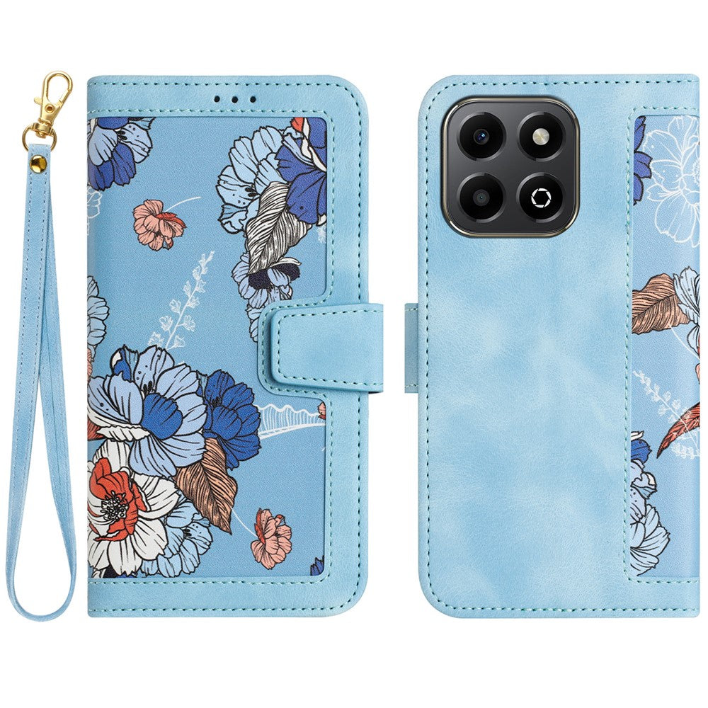 Honor X6b 4G Wallet-Handyhülle – Aus PU-Leder, mit Blumenmuster & Kartenfächern