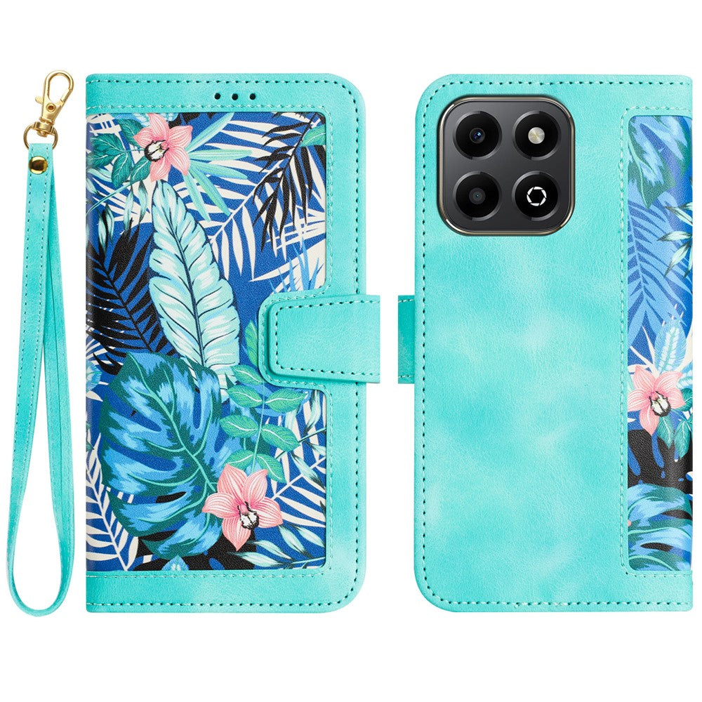 Honor X6b 4G Wallet-Handyhülle – Aus PU-Leder, mit Blumenmuster & Kartenfächern