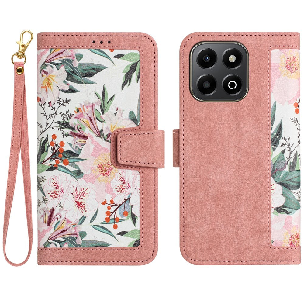 Honor X6b 4G Wallet-Handyhülle – Aus PU-Leder, mit Blumenmuster & Kartenfächern