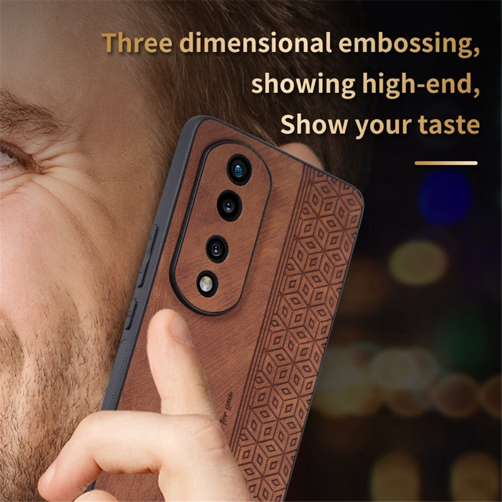 AZNS Anti-scratch Slim Cell Phone Case for Honor 70 5G, Imprinted Pattern PU Leather Coated TPU Back Cover
