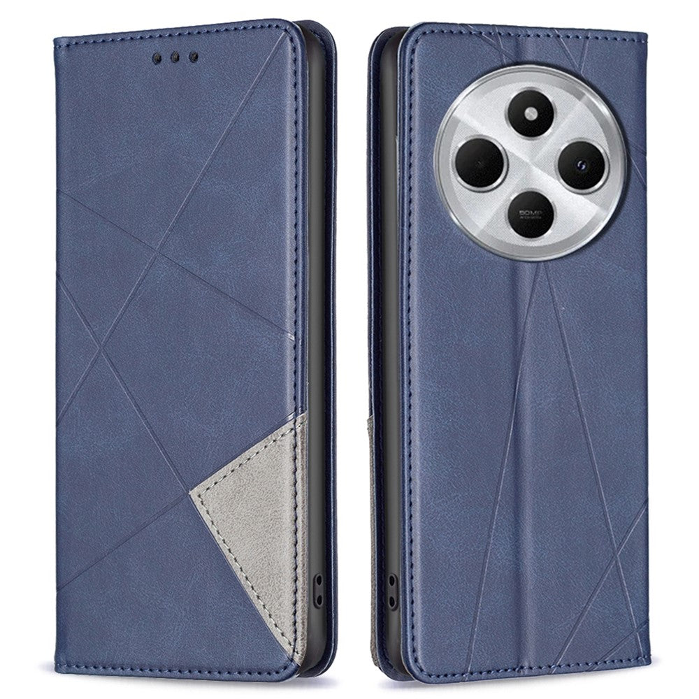 For Xiaomi Poco C75 4G / Redmi 14R 5G / 14C 4G Case Card Slots Geometry Imprint Leather Phone Cover