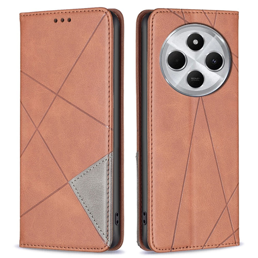 For Xiaomi Poco C75 4G / Redmi 14R 5G / 14C 4G Case Card Slots Geometry Imprint Leather Phone Cover