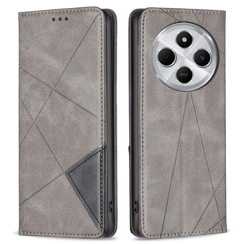 For Xiaomi Poco C75 4G / Redmi 14R 5G / 14C 4G Case Card Slots Geometry Imprint Leather Phone Cover