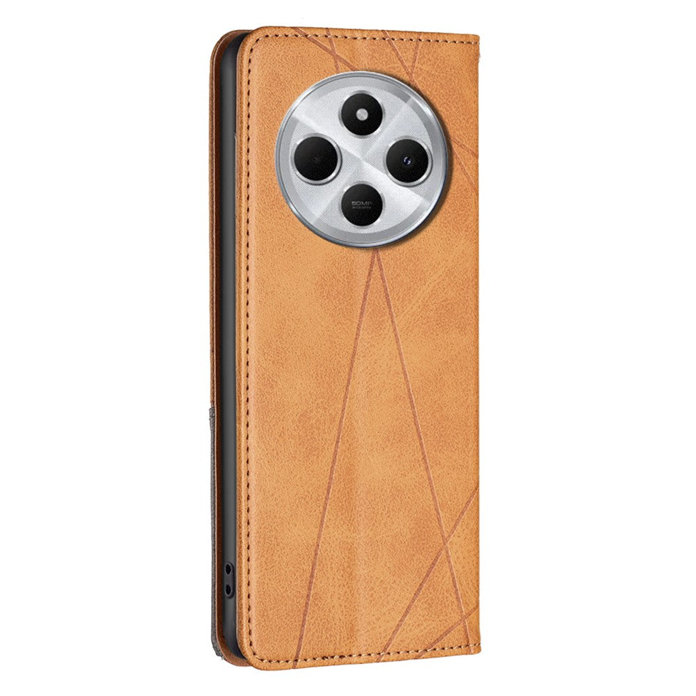 For Xiaomi Poco C75 4G / Redmi 14R 5G / 14C 4G Case Card Slots Geometry Imprint Leather Phone Cover