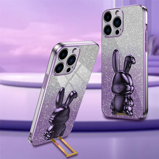 iPhone 16 Pro Max Stoßfeste Kaninchen-Hülle mit Ständer