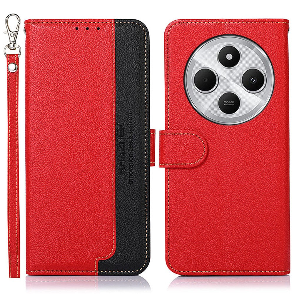 KHAZNEH For Xiaomi Poco C75 4G / Redmi 14R 5G / 14C 4G Case RFID Blocking Wallet Litchi Texture PU Leather Phone Cover