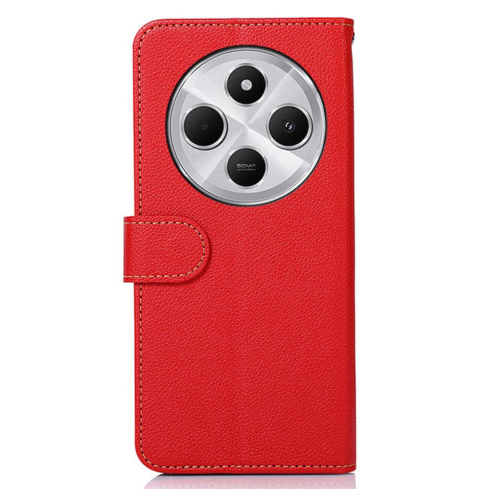 KHAZNEH For Xiaomi Poco C75 4G / Redmi 14R 5G / 14C 4G Case RFID Blocking Wallet Litchi Texture PU Leather Phone Cover