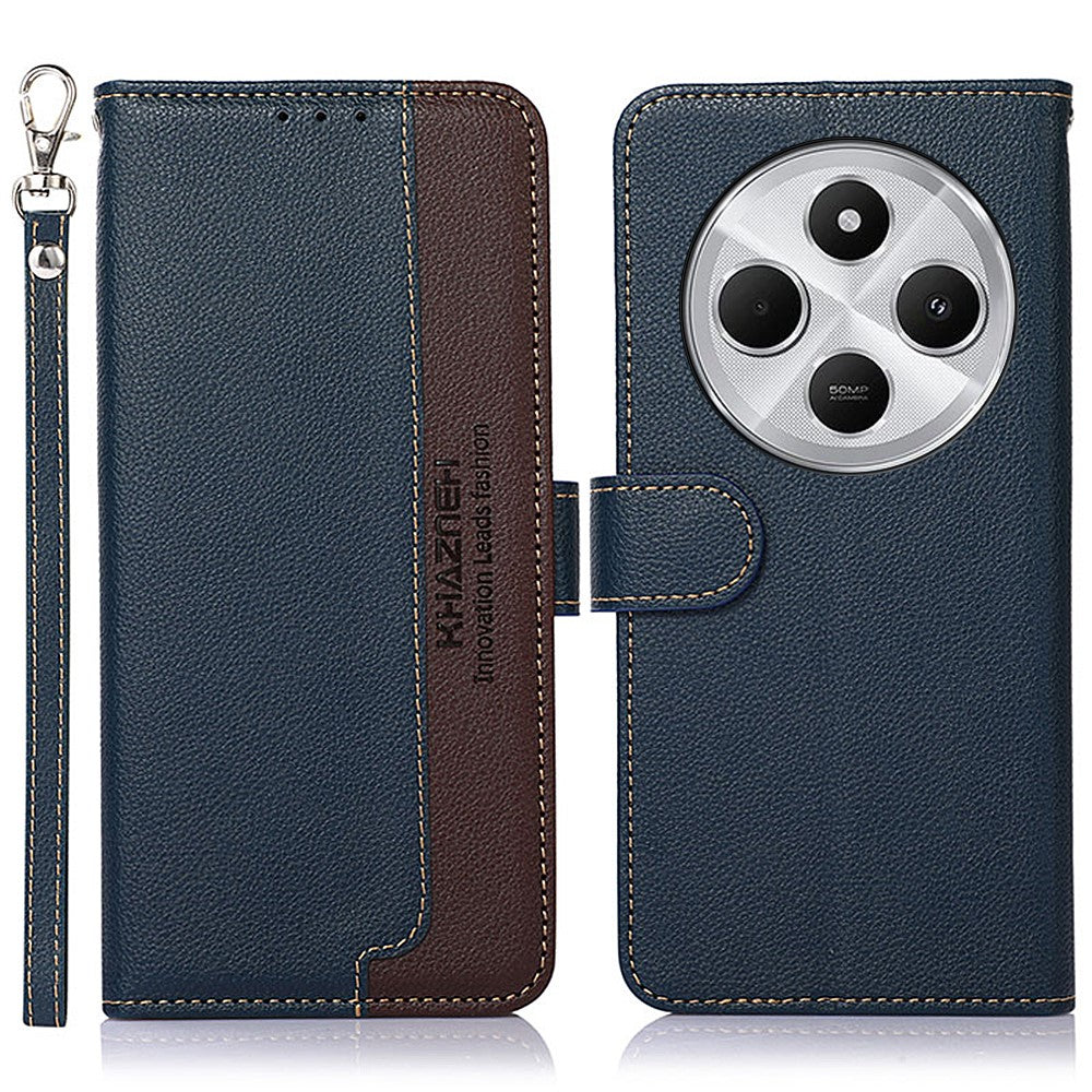 KHAZNEH For Xiaomi Poco C75 4G / Redmi 14R 5G / 14C 4G Case RFID Blocking Wallet Litchi Texture PU Leather Phone Cover