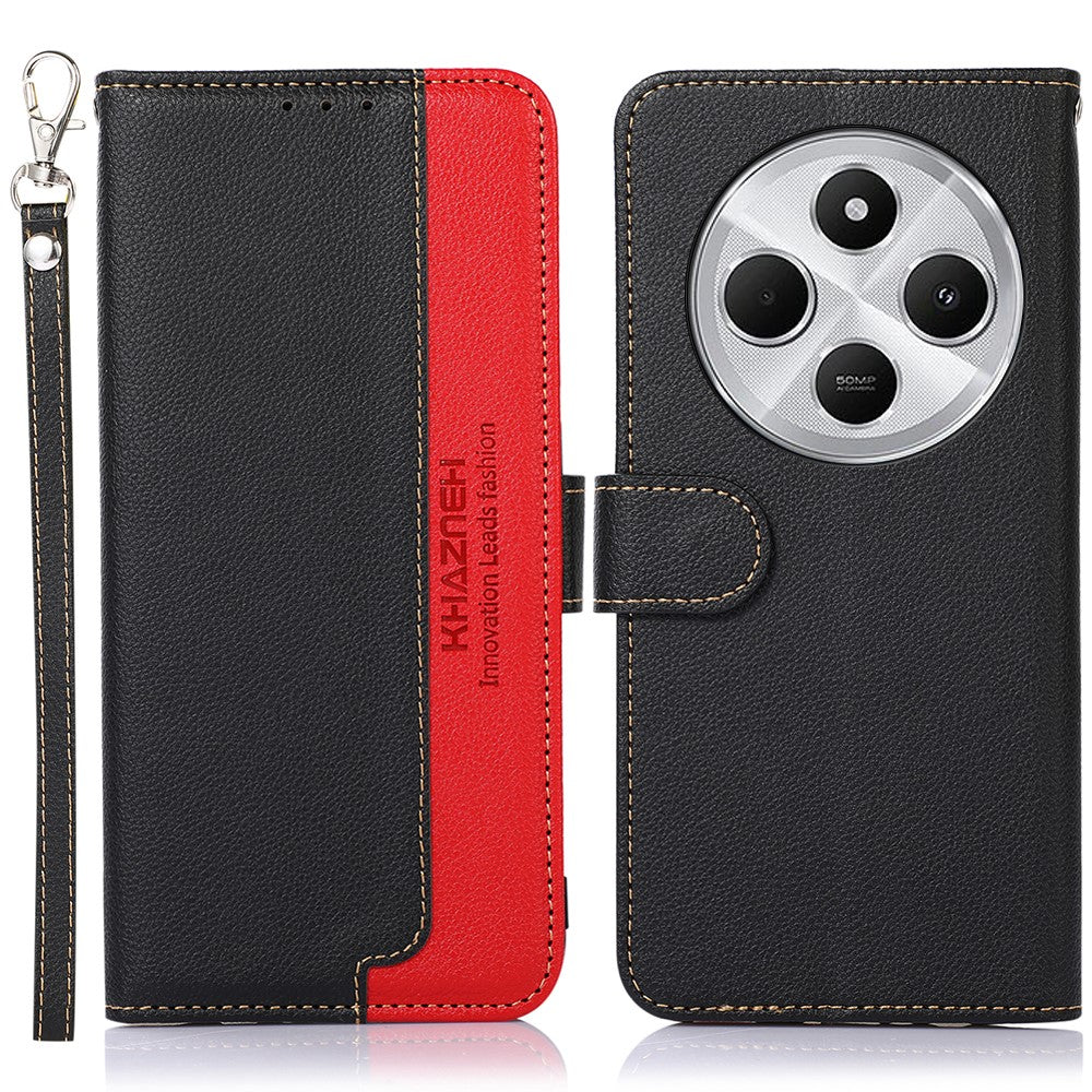 KHAZNEH For Xiaomi Poco C75 4G / Redmi 14R 5G / 14C 4G Case RFID Blocking Wallet Litchi Texture PU Leather Phone Cover