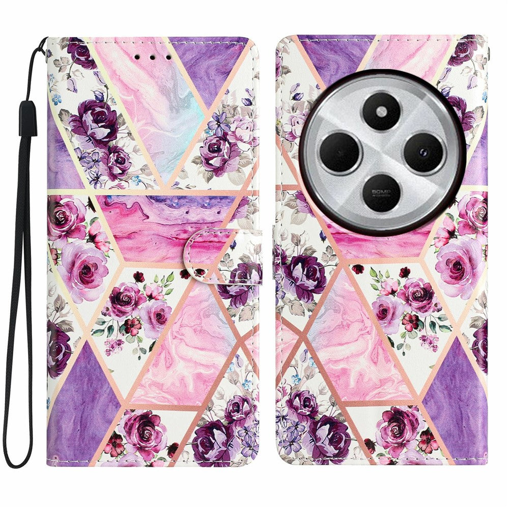 For Xiaomi Poco C75 4G / Redmi 14R 5G / 14C 4G Wallet Case PU Leather Pattern Printing Stand Phone Cover with Strap