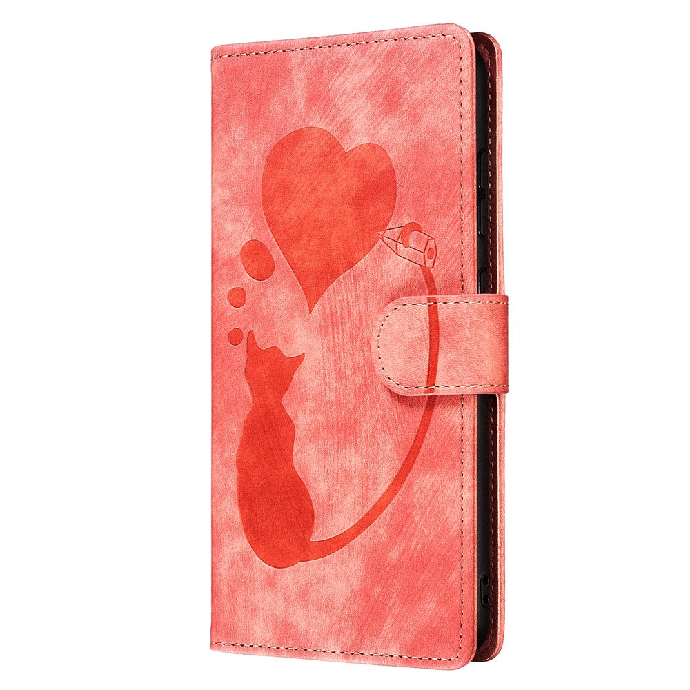 For Xiaomi Redmi 13 4G / 13 5G Case Heart Cat Folding Stand PU Leather Phone Cover