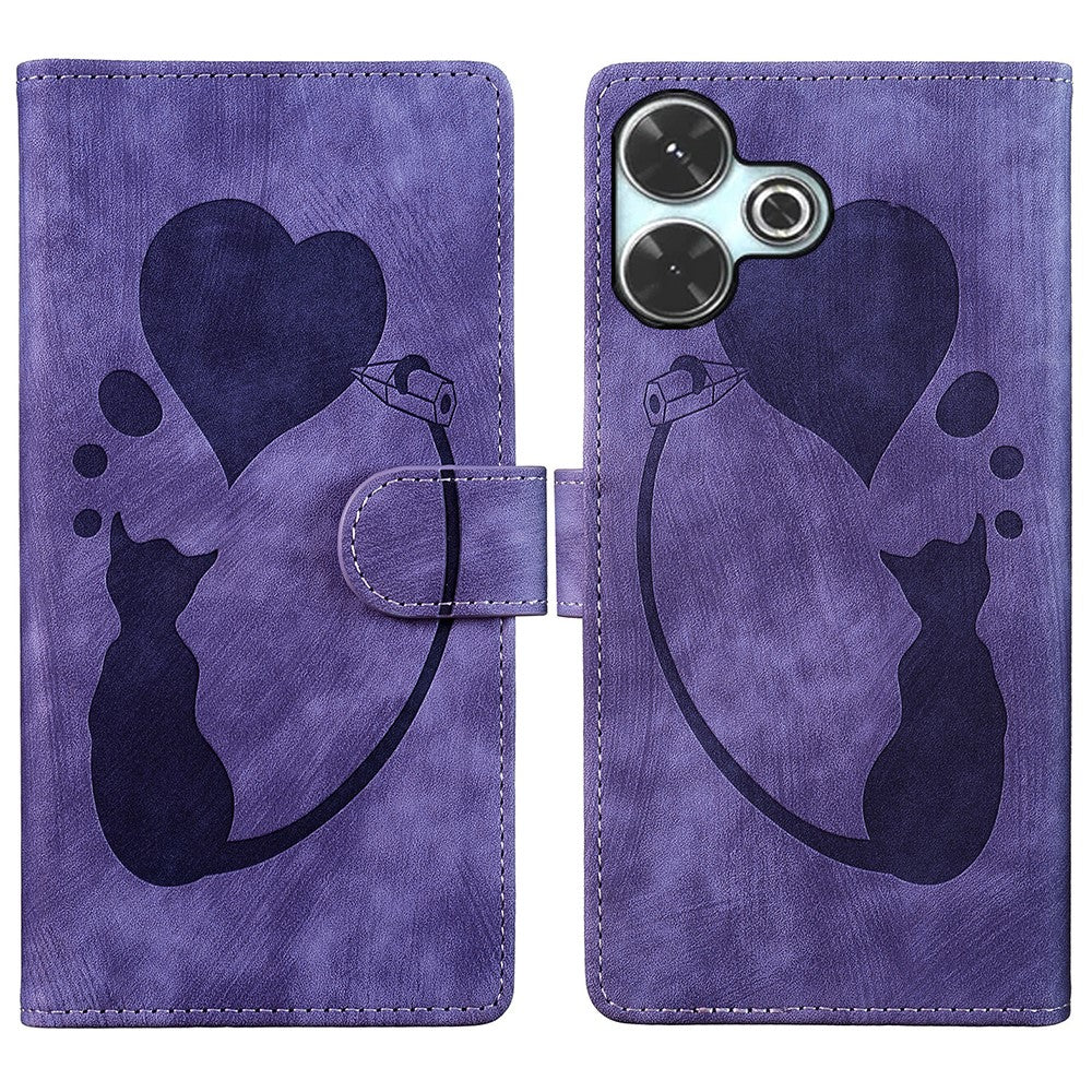For Xiaomi Redmi 13 4G / 13 5G Case Heart Cat Folding Stand PU Leather Phone Cover
