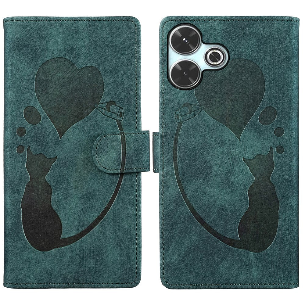 For Xiaomi Redmi 13 4G / 13 5G Case Heart Cat Folding Stand PU Leather Phone Cover