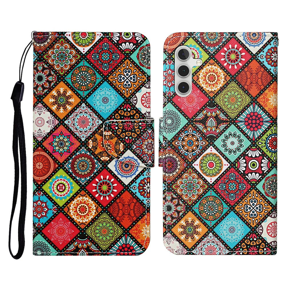 Galaxy A26 5G / A16 5G/4G Wallet-Hülle – Musterdruck, mit Ständer & Riemen