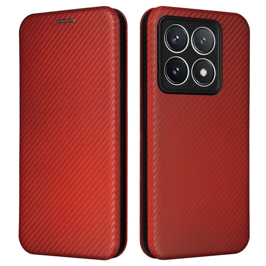 Xiaomi 14T Pro Handyhülle – aus sturzsicherem PU-Leder mit Kohlefaser-Textur
