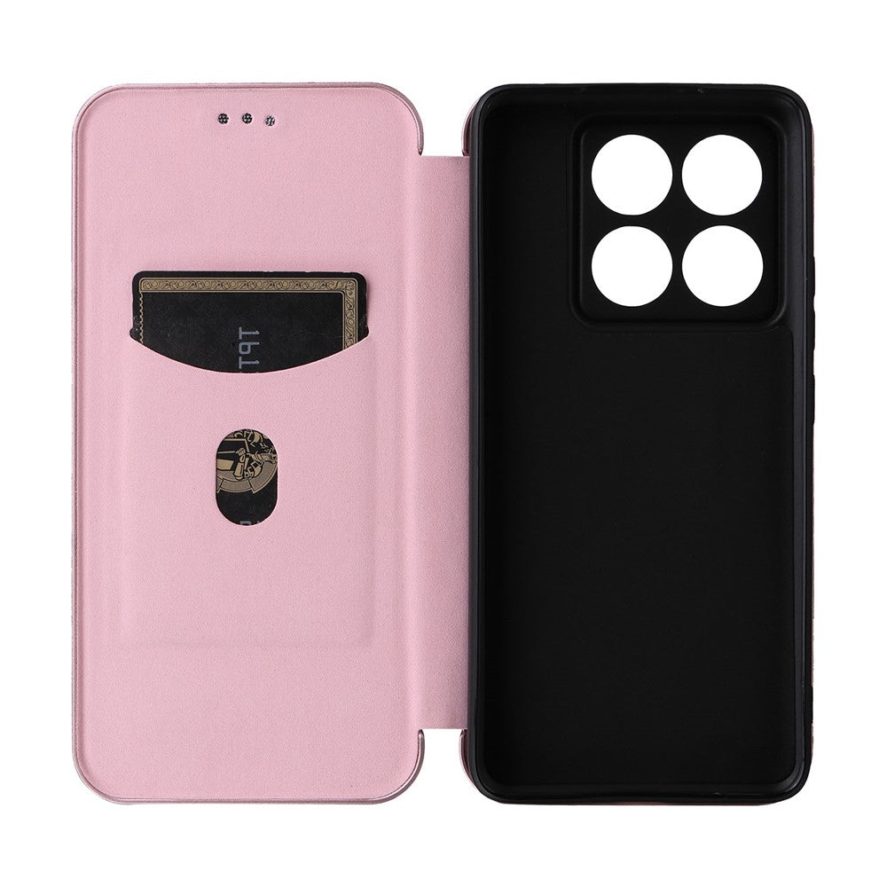 For Xiaomi 14T Pro Case Carbon Fiber Texture Drop-Proof PU Leather Phone Cover