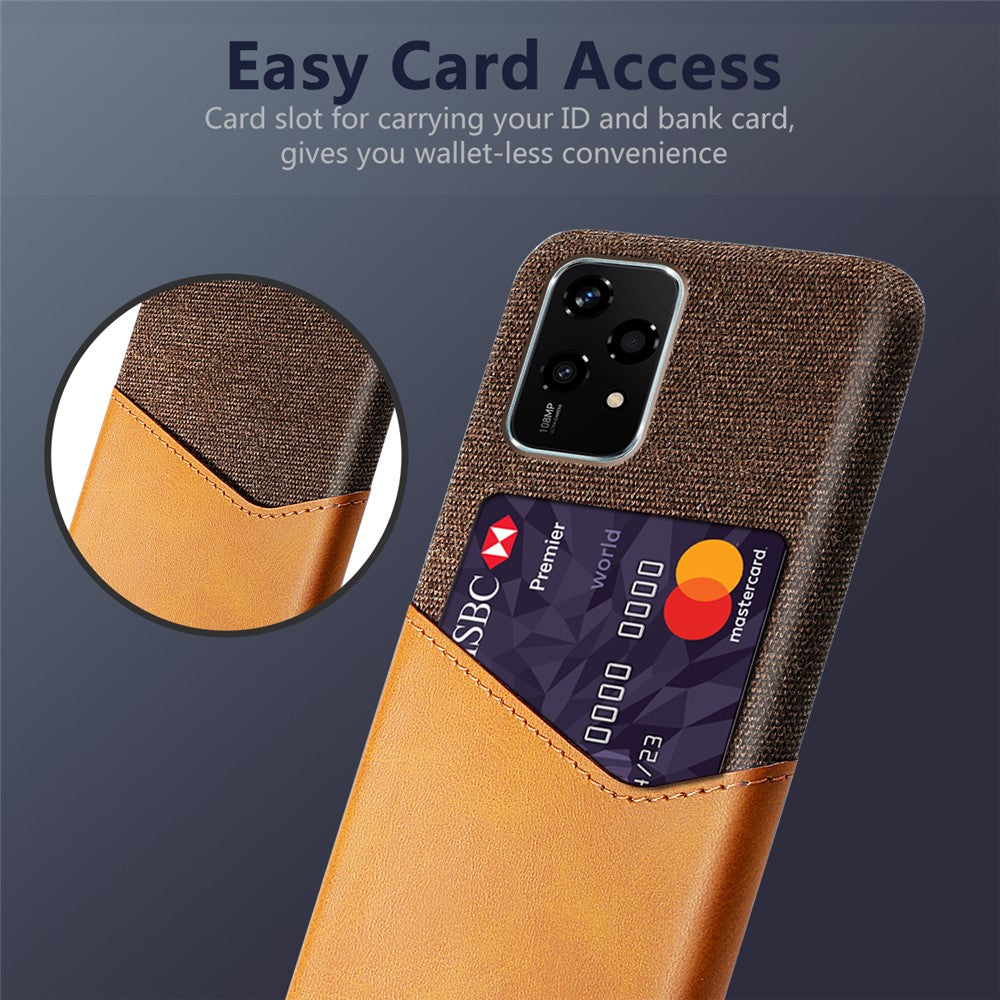 For Honor 200 Lite Case PU Leather Card Slot Cloth Texture Hard PC Phone Cover