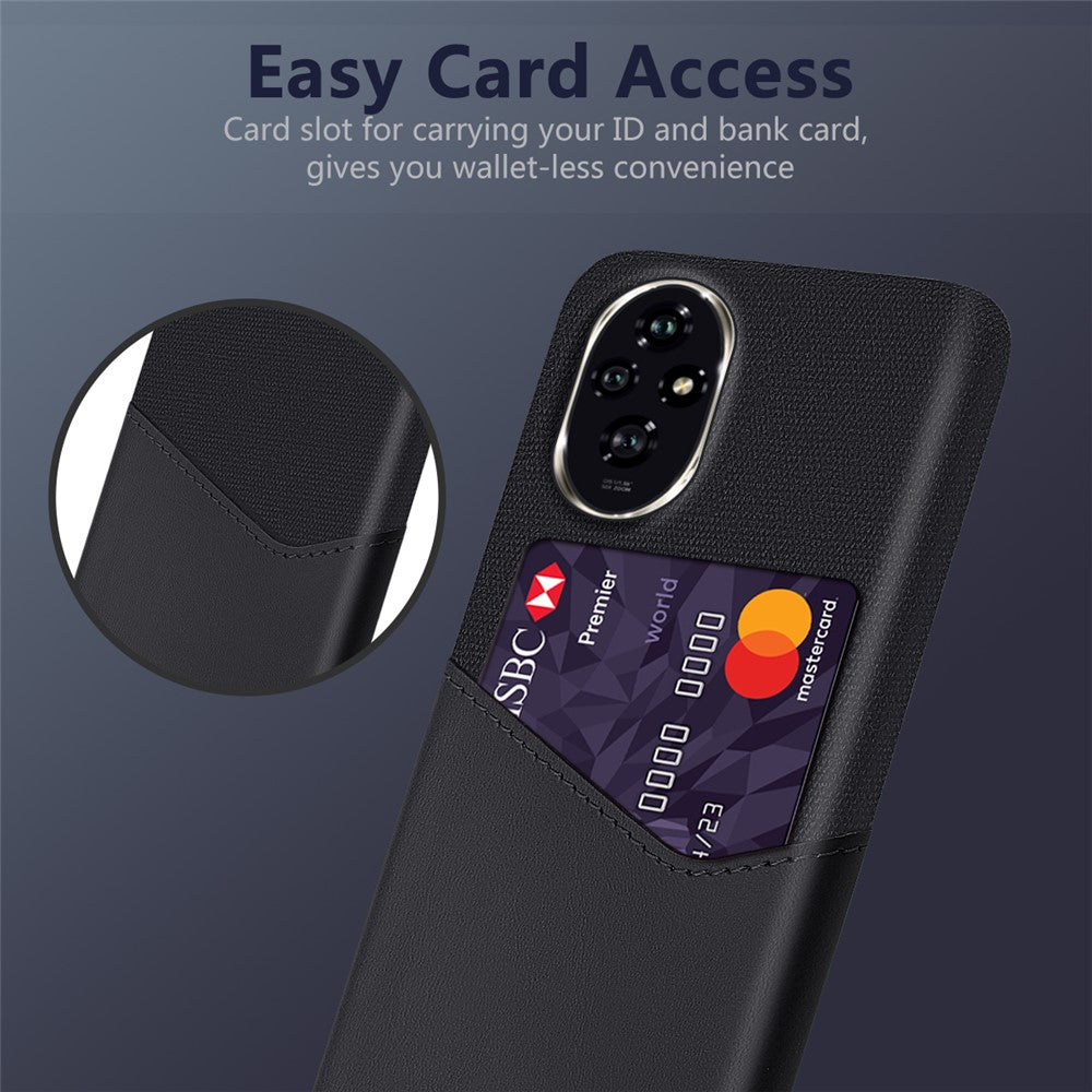For Honor 200 5G Case PU Leather Card Slot Cloth Texture Hard PC Phone Cover