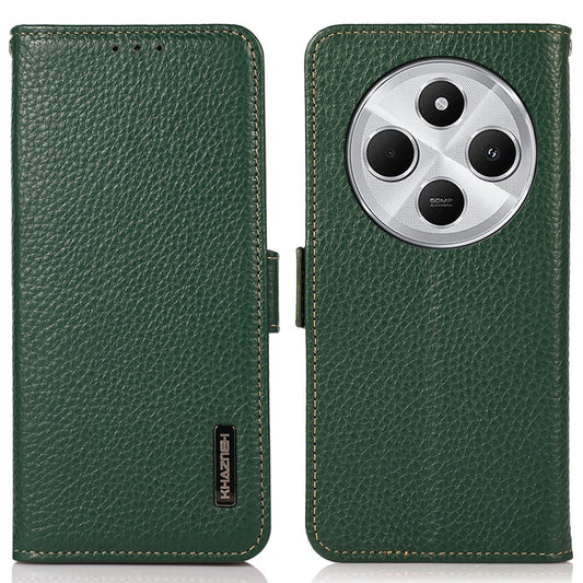 KHAZNEH For Xiaomi Poco C75 4G / Redmi 14R 5G / 14C 4G Phone Case Genuine Cow Leather Cover RFID Blocking
