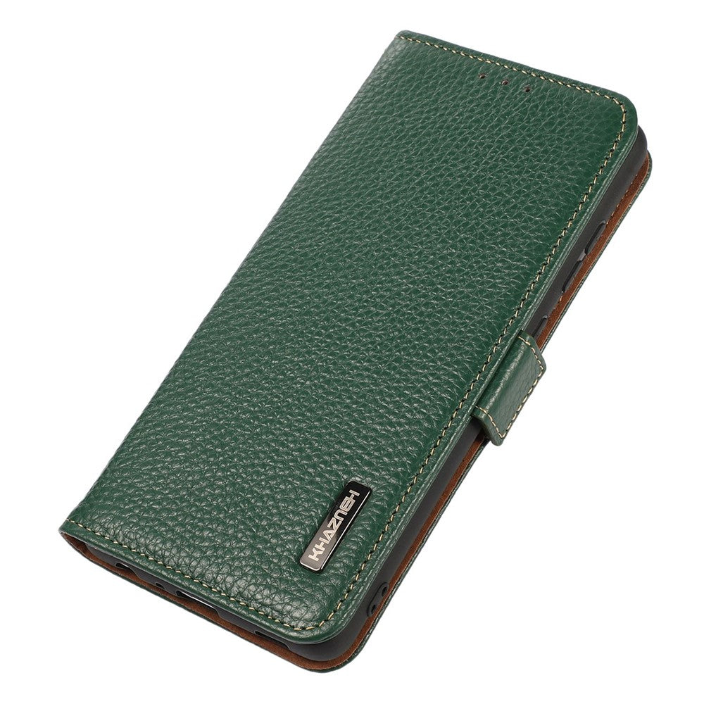 KHAZNEH For Xiaomi Poco C75 4G / Redmi 14R 5G / 14C 4G Phone Case Genuine Cow Leather Cover RFID Blocking