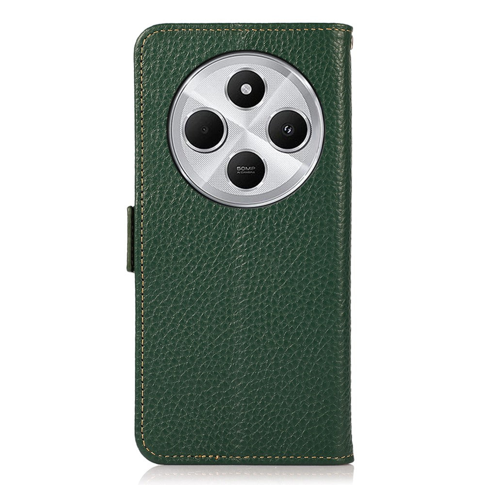 KHAZNEH For Xiaomi Poco C75 4G / Redmi 14R 5G / 14C 4G Phone Case Genuine Cow Leather Cover RFID Blocking