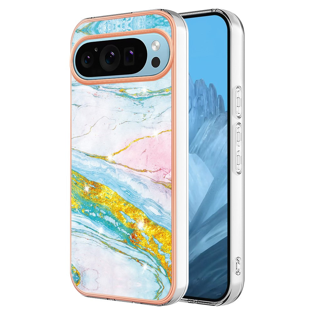 Pixel 9 Pro / 9 Schutzhülle – Mit Marmormuster 2,0 mm Galvanik-Rückseite