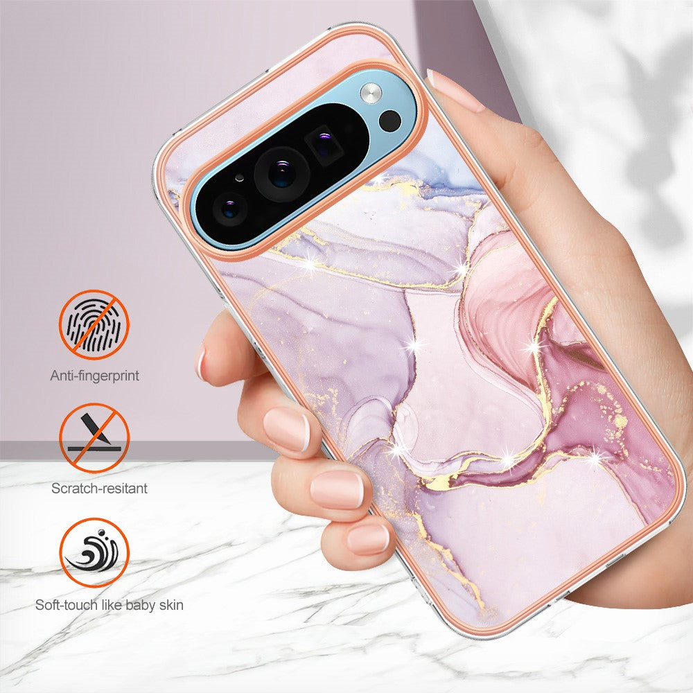 Pixel 9 Pro / 9 Schutzhülle – Mit Marmormuster 2,0 mm Galvanik-Rückseite